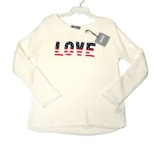 NWT Marled Reunited Sweater Stars and Stripes White Cream Medium